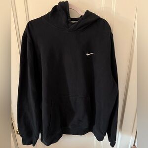 Nike Men’s Black Crewneck Hoodie with White Swoosh
